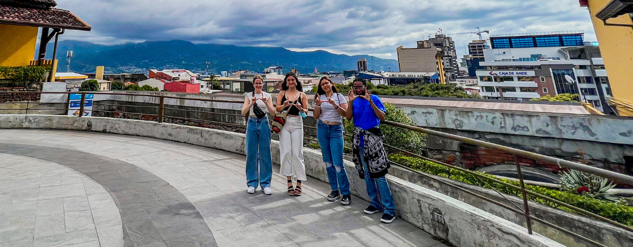 Four University of Utah students pose for a photo in Costa Rica.